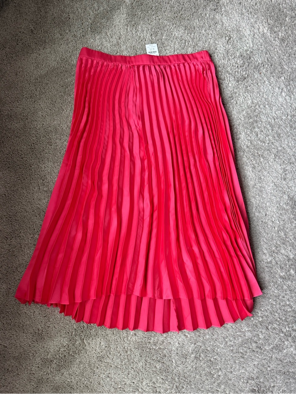 J. Crew Factory Pleated Midi Skirt in Bright Pink